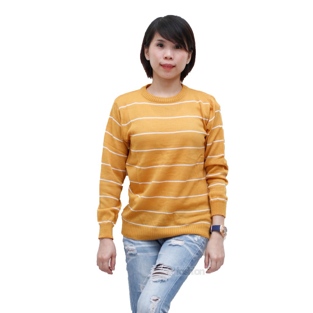 Sweater Rajut Wanita BERSHKA Stripe | Baju Rajut BERSHKA WANITA