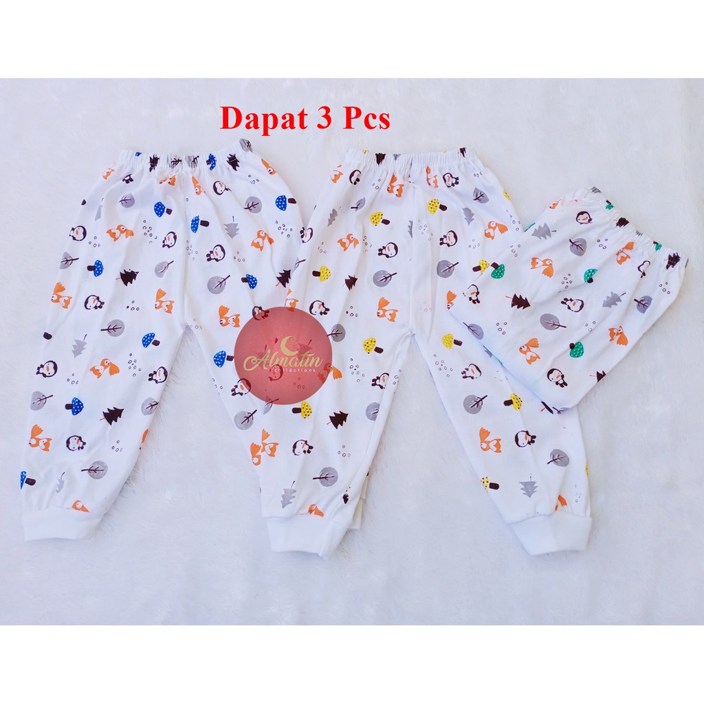 3 Pcs Celana Panjang Bayi Motif / Celana Panjang Bayi Newborn Halus Lembut