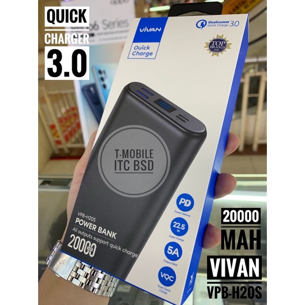 POWER BANK VIVAN 20000mAh VPB-H20S QUALCOMM QUICK CHARGE 3.0 - RESMI