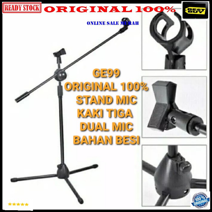 G99 ORIGINAL 100% stand mic besi tiang mik kaki tiga tripod holder standing microphone penyangga universal mikrophone pegangan tempat gantungan karaoke vocal vokalstudio audio sound system profesional pro G99  STAND MIC KAKI TIGA BESI  BISA SEGALA JENIS M