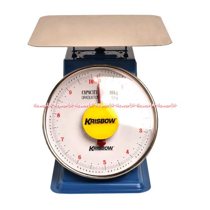 Krisbow Timbangan Barang 10kg Analog Manual Biru Timbangan Dapur 10 Kg Dengan Flat Pan Alat Datar Weigthing Kitchen Scale Kris Bow