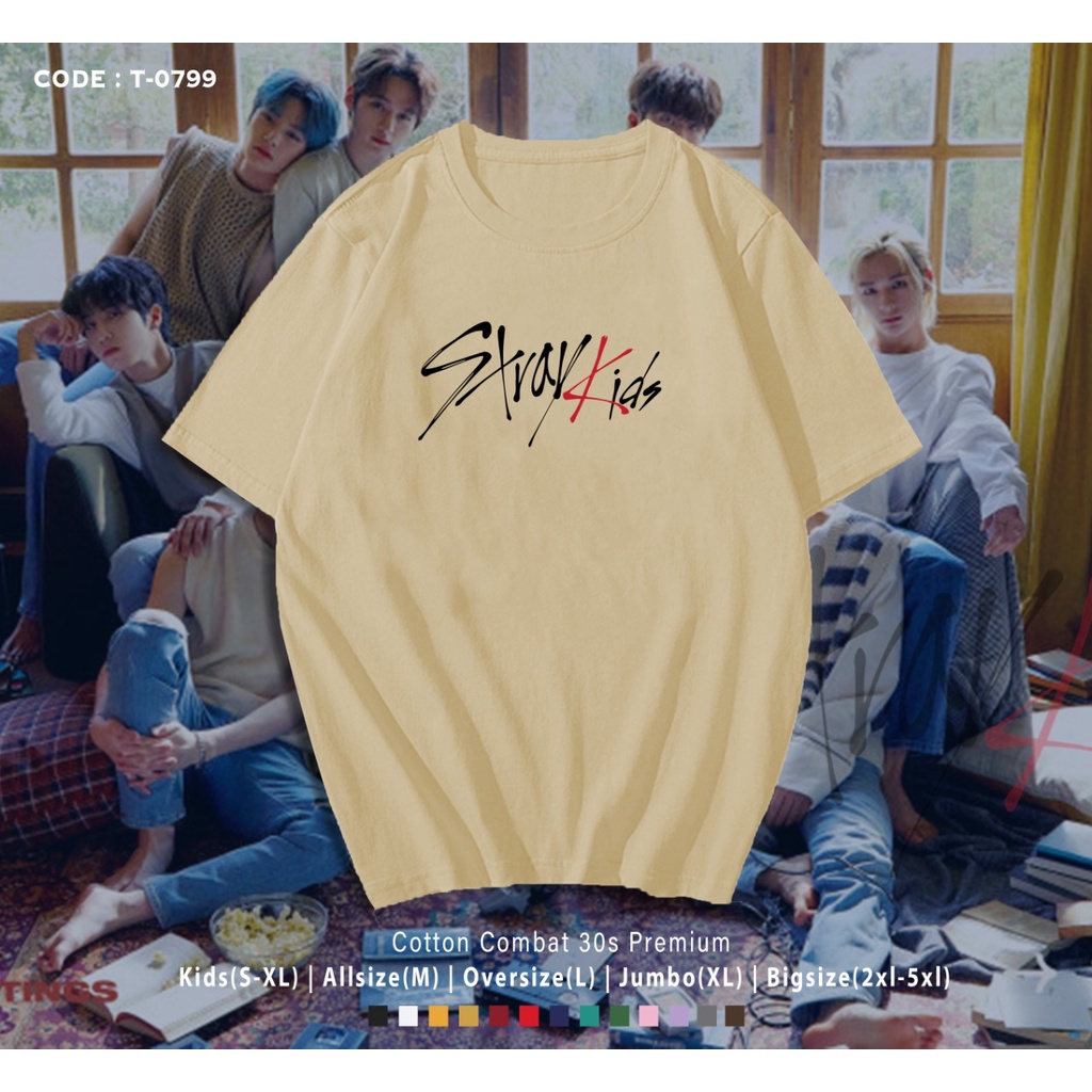 KAOS STRAY KIDS FONT / T-SHIRT / K-POP / CUSTOM 100% REAL PICTURE BAHAN ADEM / STAY INDO