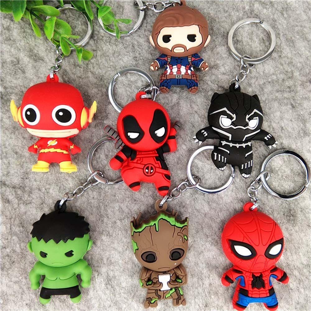 [Elegan] Deadpool Gantungan Kunci Deadpool Anime Liontin Animasi Peripheral Anime Mainan Spider Man Figure Keychain Tree Man Key Ring