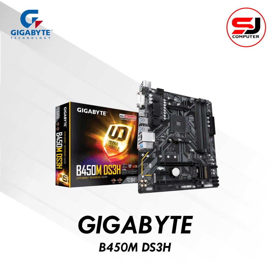 thumbnail interactive-video image 1 of GIGABYTE B450M DS3H AM4 MicroATX Motherboard – Used, Like New With I/O Shield 1 of 4
