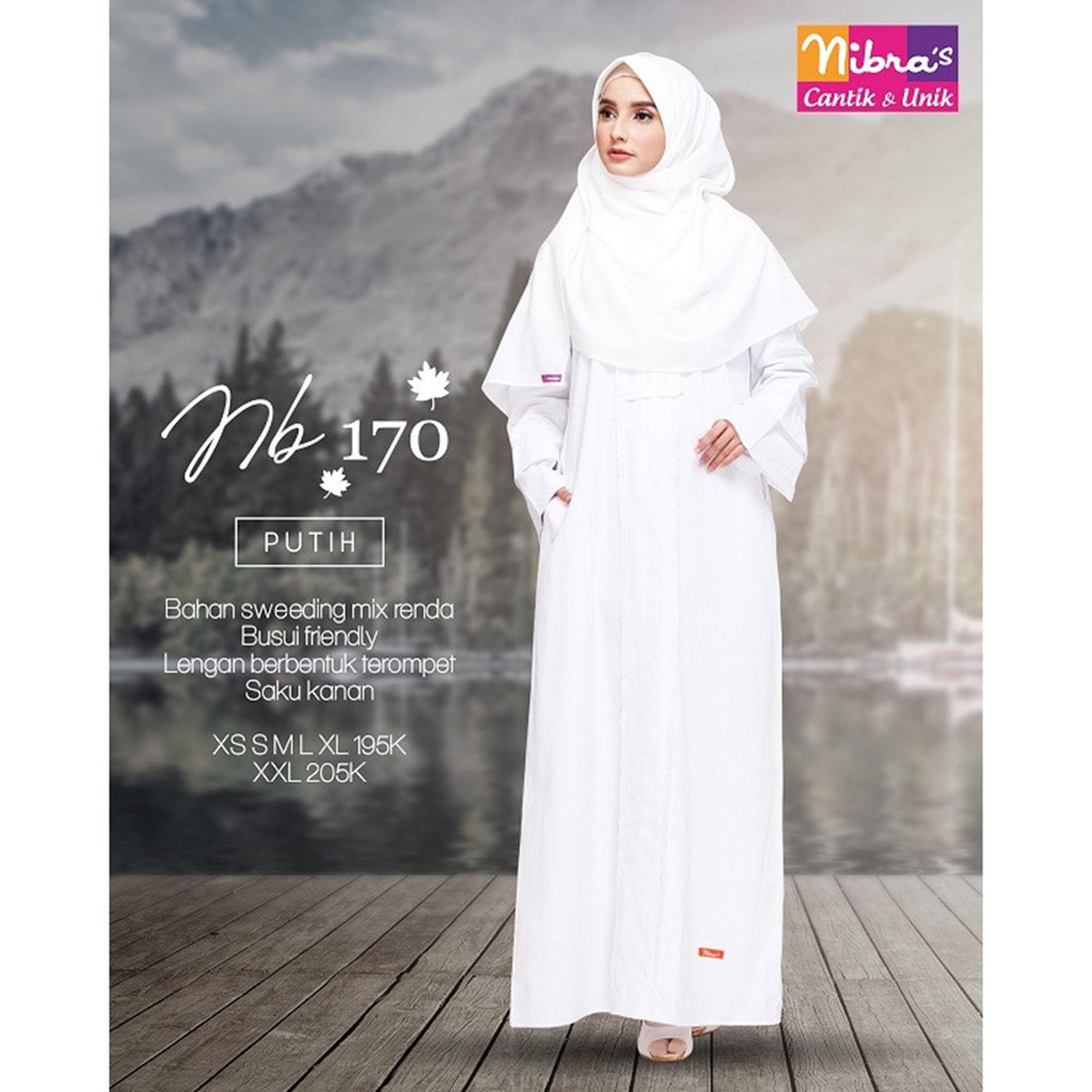 Putih Diskon 10 Gamis Nibras Nb 169 Gamis Putih Menawan