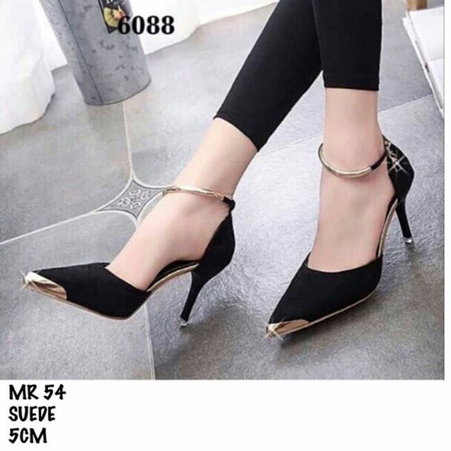 (Free ongkir) super murah heels nyaman MR 54 hitam tinggi 5cm gelang ZARA GELANG HEEL KOREA