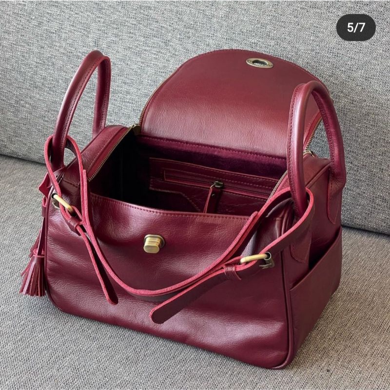 Tas Nowela Melrose leather warna maroon