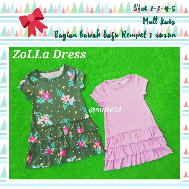 ZOLLA DRESS muat umur 1-5 th/ Tunik anak rempel/dres murah bobokids