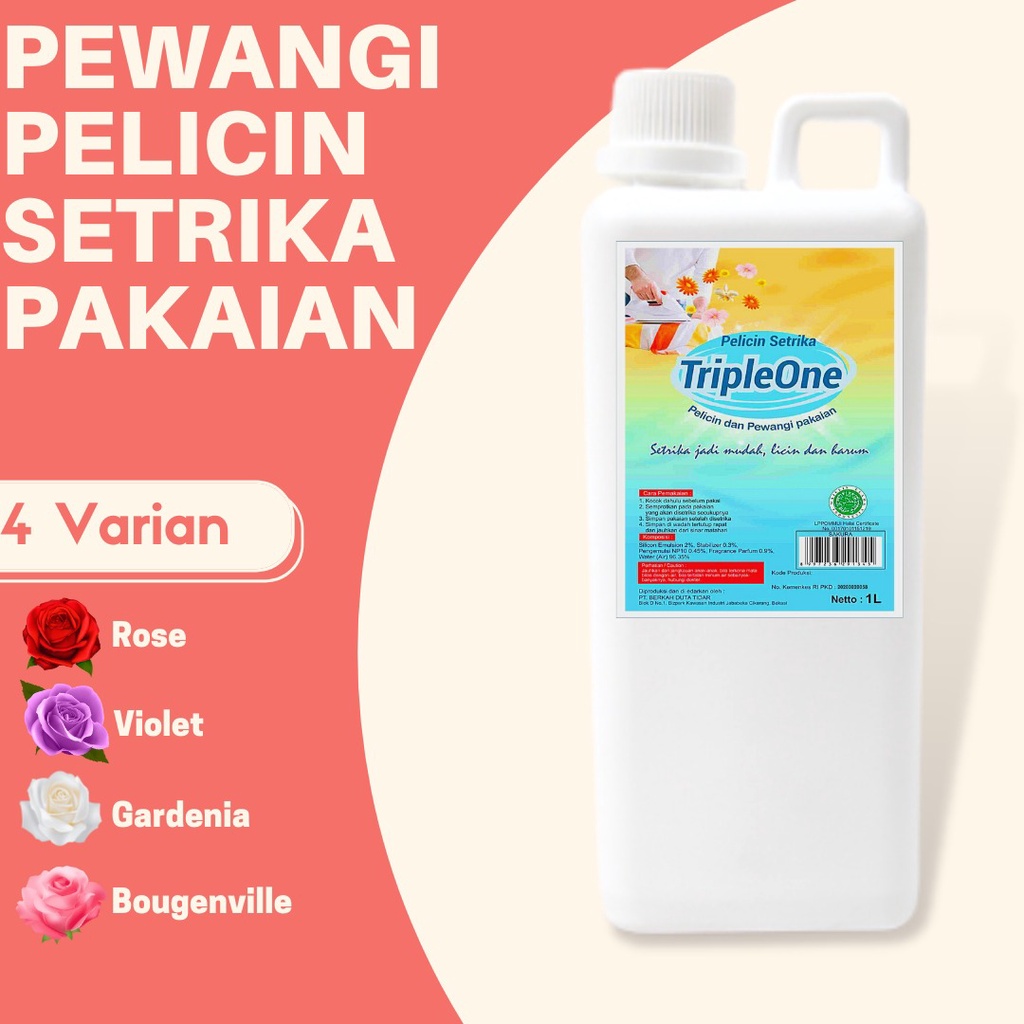 PELEMBUT DAN PELICIN PAKAIAN LAUNDRY 1 LITER / WANGI MAWAR PEWANGI LAUNDRY KEMASAN 1000 ML