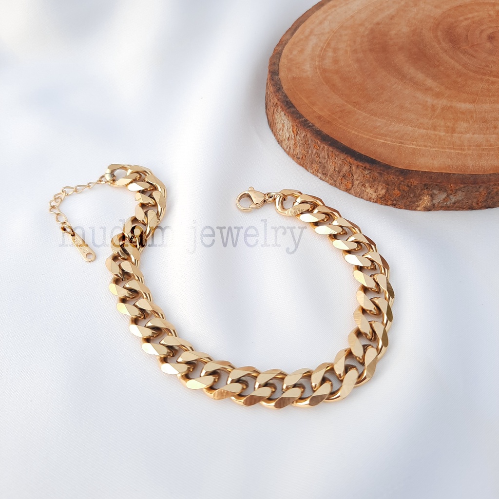 Gelang Tangan Untuk Pria dan Wanita Rantai Lebar 0,8cm Titanium Model Polos