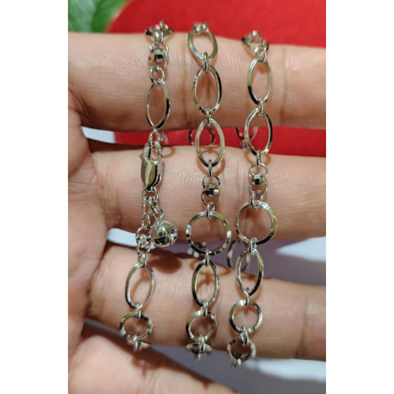 Gelang Holo 3 in 1, Perak 925, Sepuh emas putih