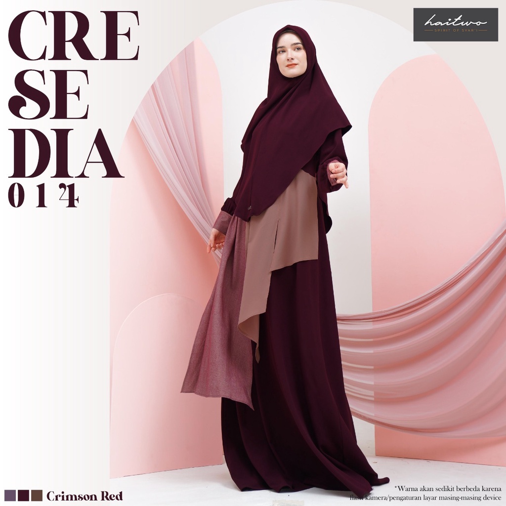 Haitwo Cresedia 014 Set Gamis dan Jilbab Dress Wanita Muslimah Syari Jubah Polos OOTD