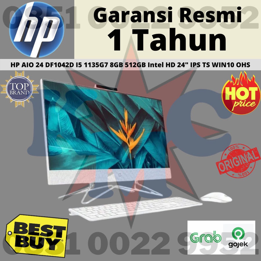 AIO HP 24 DF1042D I5 1135G7 8GB 512GB Intel HD 24&quot; IPS TS WIN10 OHS