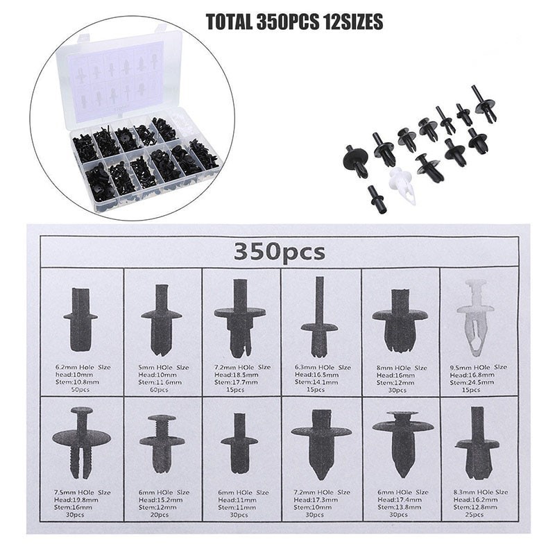 SUGERYY Baut Rivet Mobil Universal Car Push Pin Fasteners Clip 350 Pcs