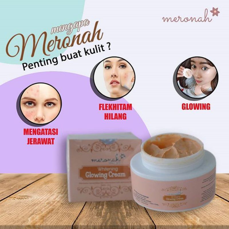 [ COD BAYAR DITEMPAT ] Meronah whitening glowing cream/foundation /wajah/flek hitam/pemutih/jerawat/