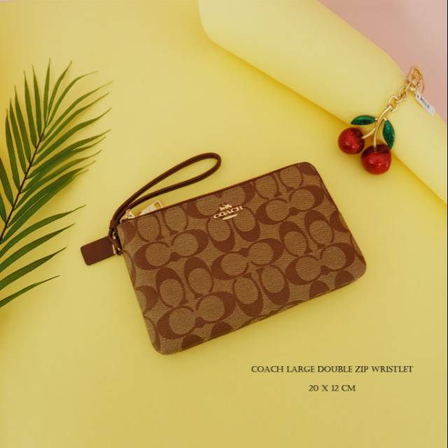 Coach large double zip wristlet