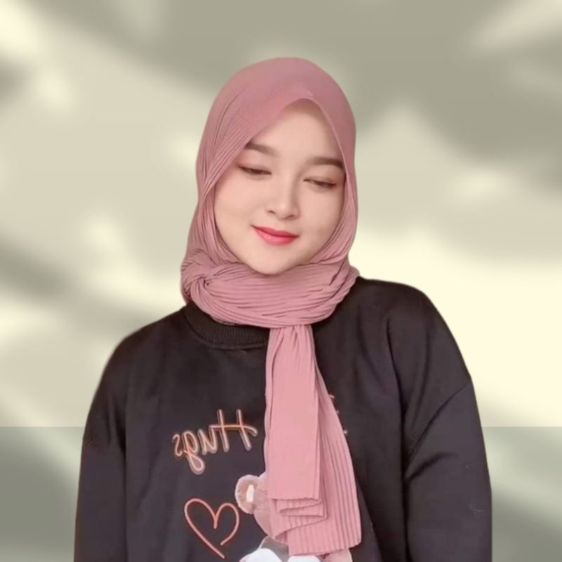 Hijab Pashmina Plisket Shawl/Pashmina Plisket Ceruty Babydool-Peach