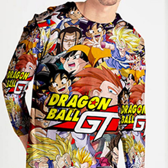 Fullprint Tshirt Dragon Ball GT Kaos Tangan Panjang Bahan Polyester Jersey T-SHIRT Unisex [Bisa COD]