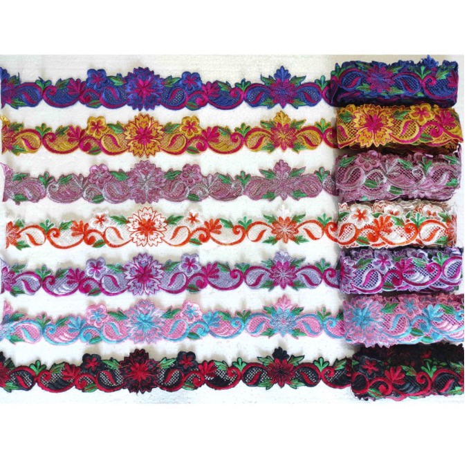 Toko Bekasi Timur Bordir Patch Renda Tasik Roll dr 95 Merah Maroon Putih Tulang Hijau Mokka Dusty Pi