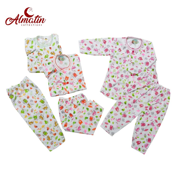 Baju Bayi Piyama Hippo Rifky / 3 Pcs Setelan Panjang Bayi Newborn Motif Murah ( 3 Pasang )