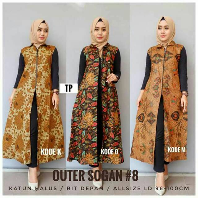 OUTER SOGAN BATIK MODERN TERBARU GAMIS MUSLIMAH HIJAB SERAGAM KONDANGAN PESTA