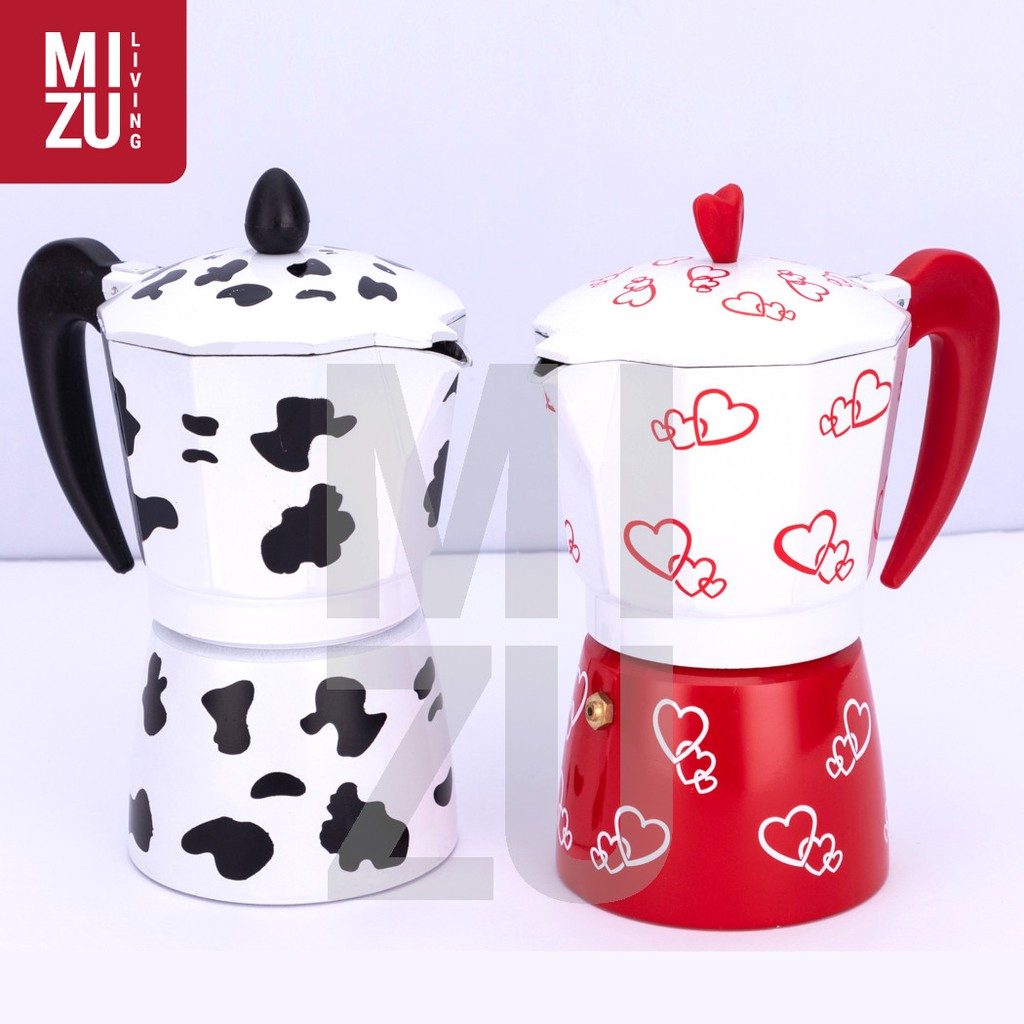 MOOOKA Cow Spots Moka Pot Unik Italian Espresso 6 Cups 300ml Teko Kopi Coffee Maker Motif Sapi