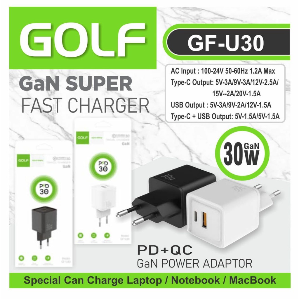 PROMO Charger Gan Power Adapter Super Vooc 30W GF - U30  PD + QC GaN Power Adaptor 30watt Super Fast ChargerCharger Gan Power Adapter Super Vooc 30W GF - U30  PD + QC GaN Power Adaptor 30watt Super Fast Charger