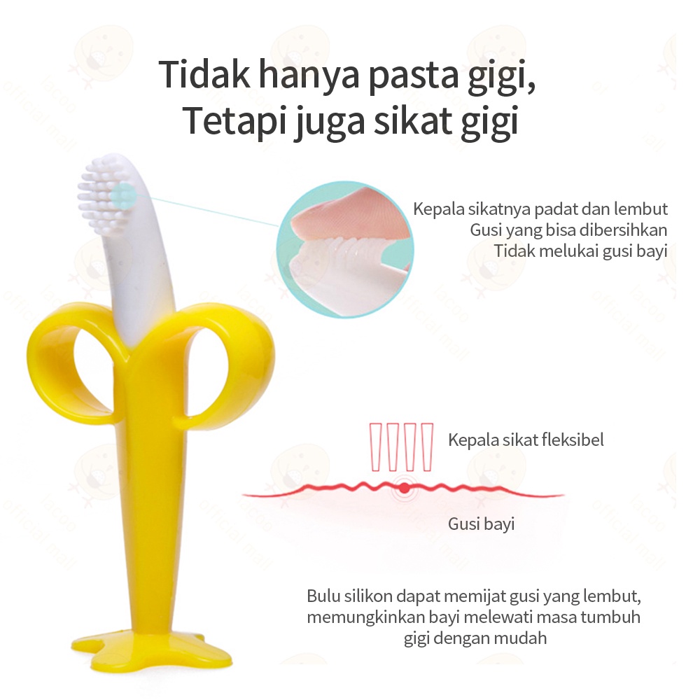 Lacoo Mainan teether bayi bentuk pisang Gigitan bayi bahan silikon BPA free