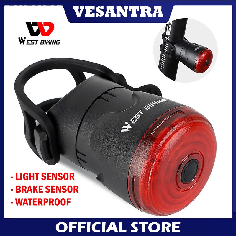 West Biking Lampu Belakang Sepeda USB Smart Brake Sensor YP0701290