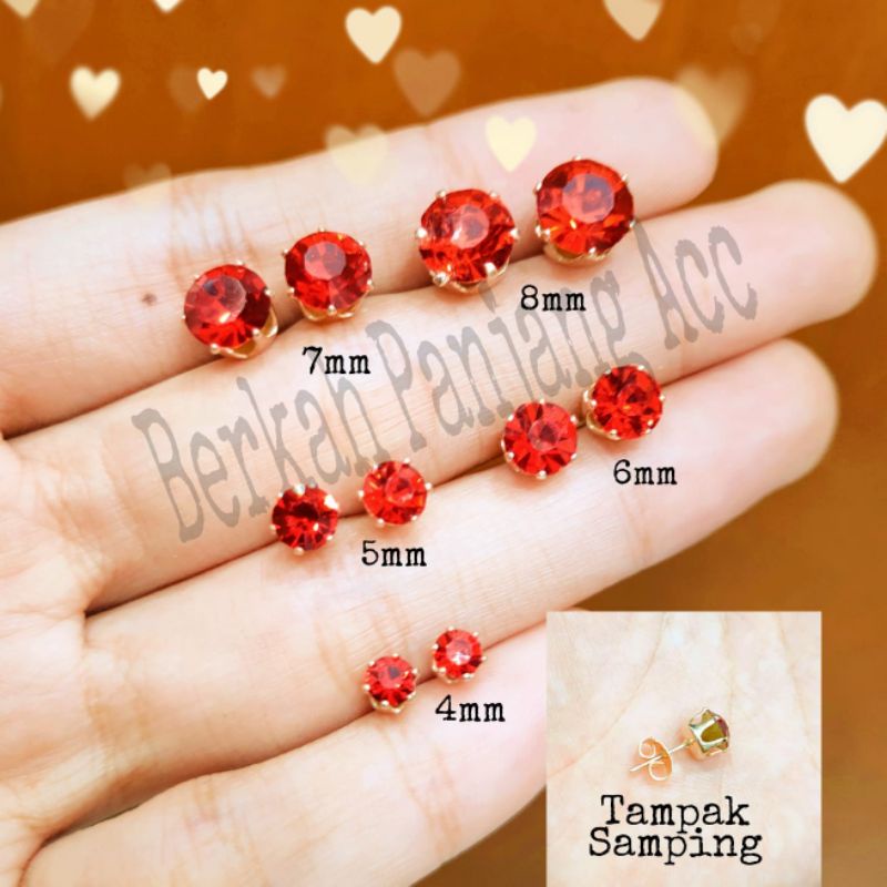 Anting permata satu zircon  warna perhiasan emas korea anti karat dan anti luntur