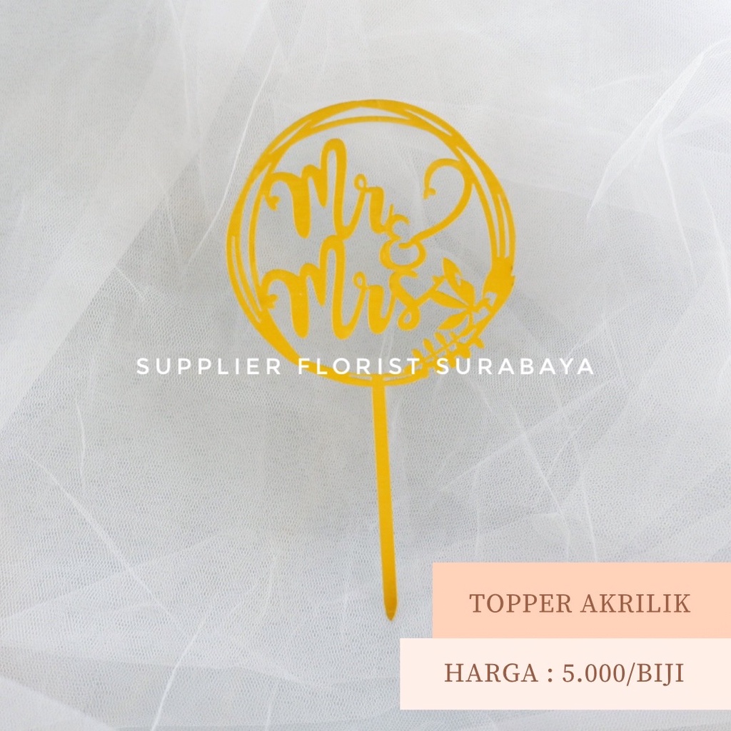 TOPPER AKRILIK MR MRS WEDDING CELEBRATION HIASAN KUE NIKAH KAWIN