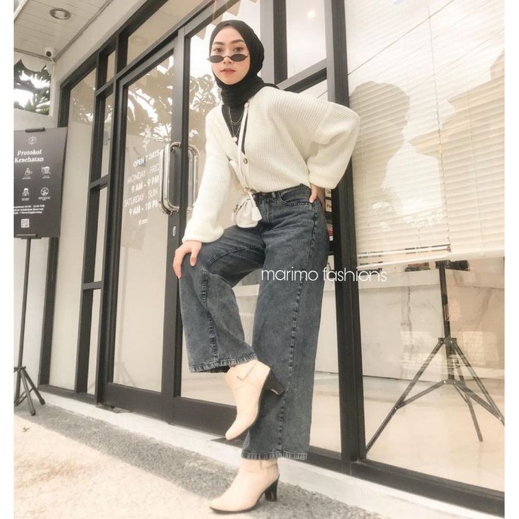 Highwaits Kulot jeans wanita Loose