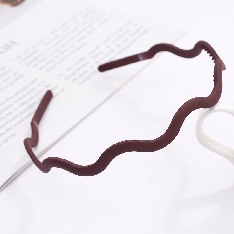 Korean Simple Style Morandi Color Wave Shape Design Non Slip Jagged All Match Wash Face Hairband