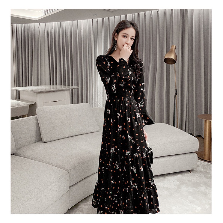 DRESS MAXI CASUAL Lengan panjang FD069-4