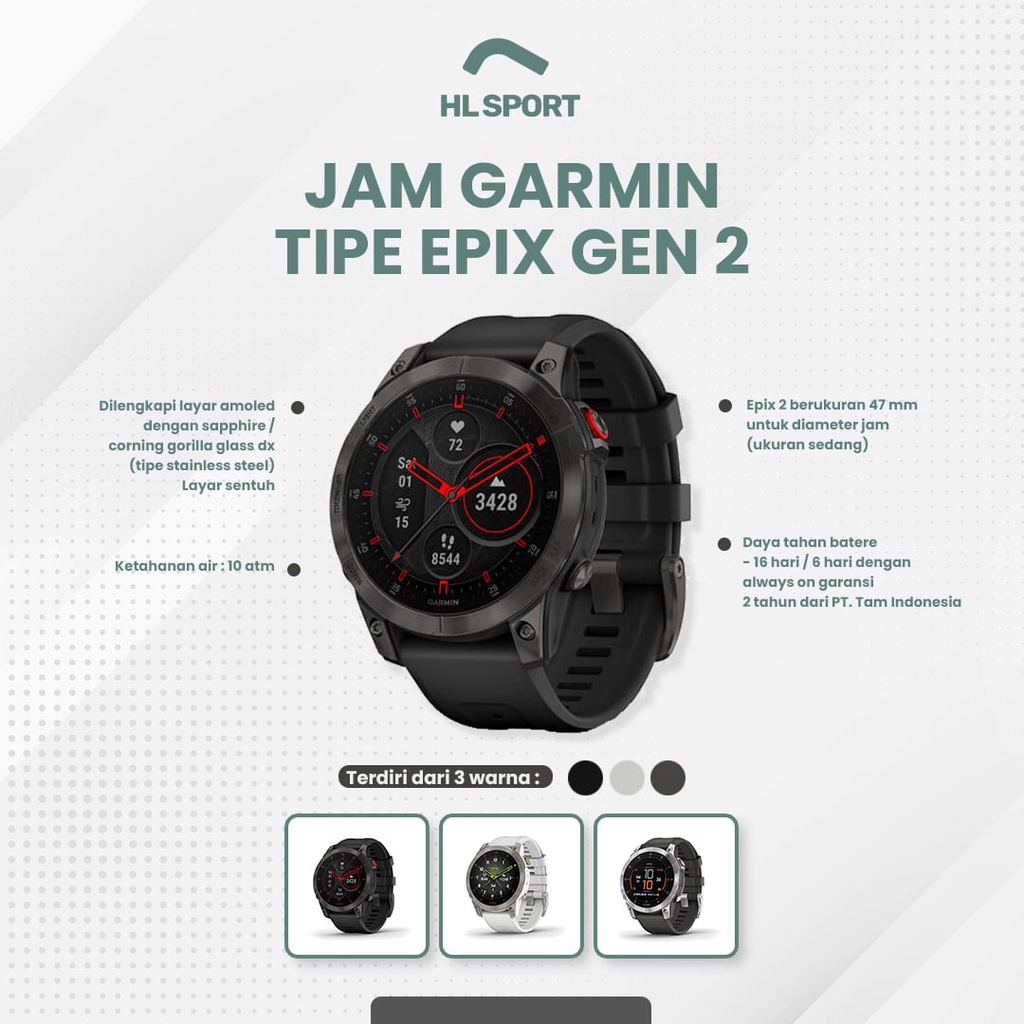 Garmin Epix Gen 2 Amoled Display GPS Watch Touch Screen Garansi Resmi