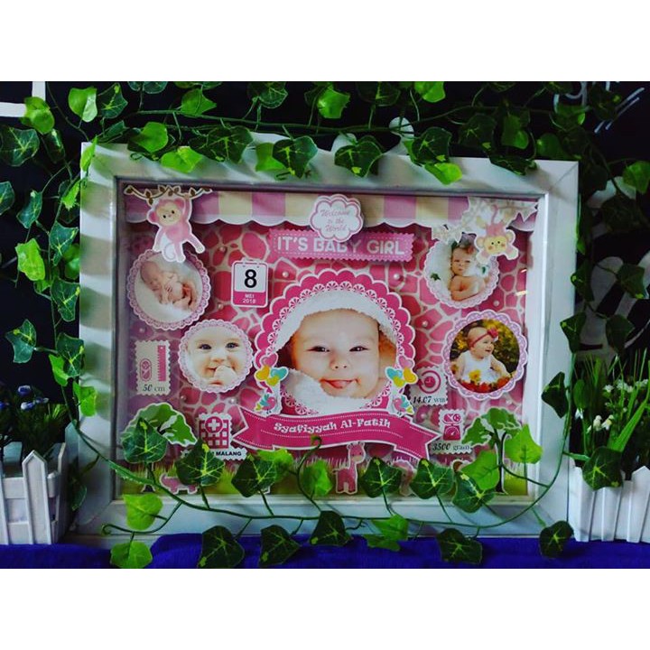 Kado Unik Pigura Biodata Bayi 3D Frame Pop Up ( Safari Theme )