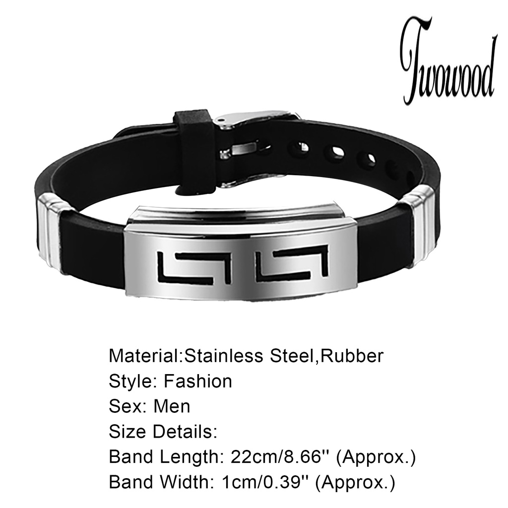 Gelang Bahan Karet Stainless Steel Gaya Punk Untuk Pria