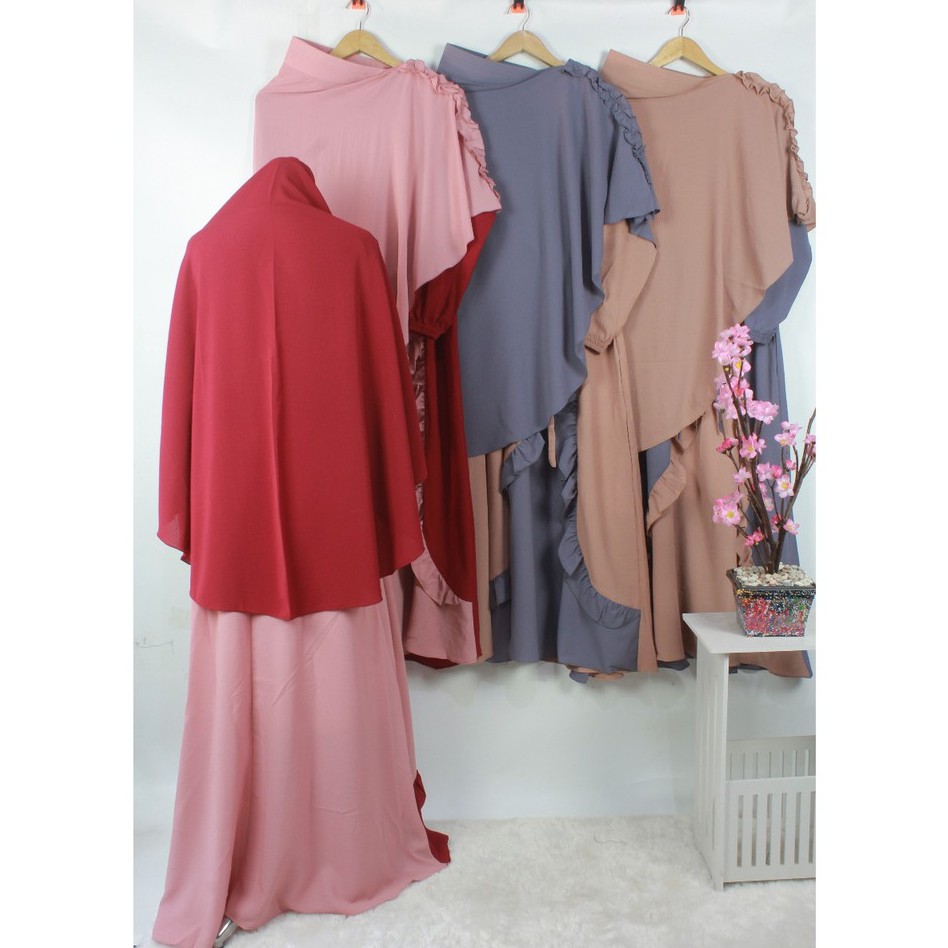 GAMIS SET SYARI SHERLYA bubble crepe SET khimar terbaru ringan