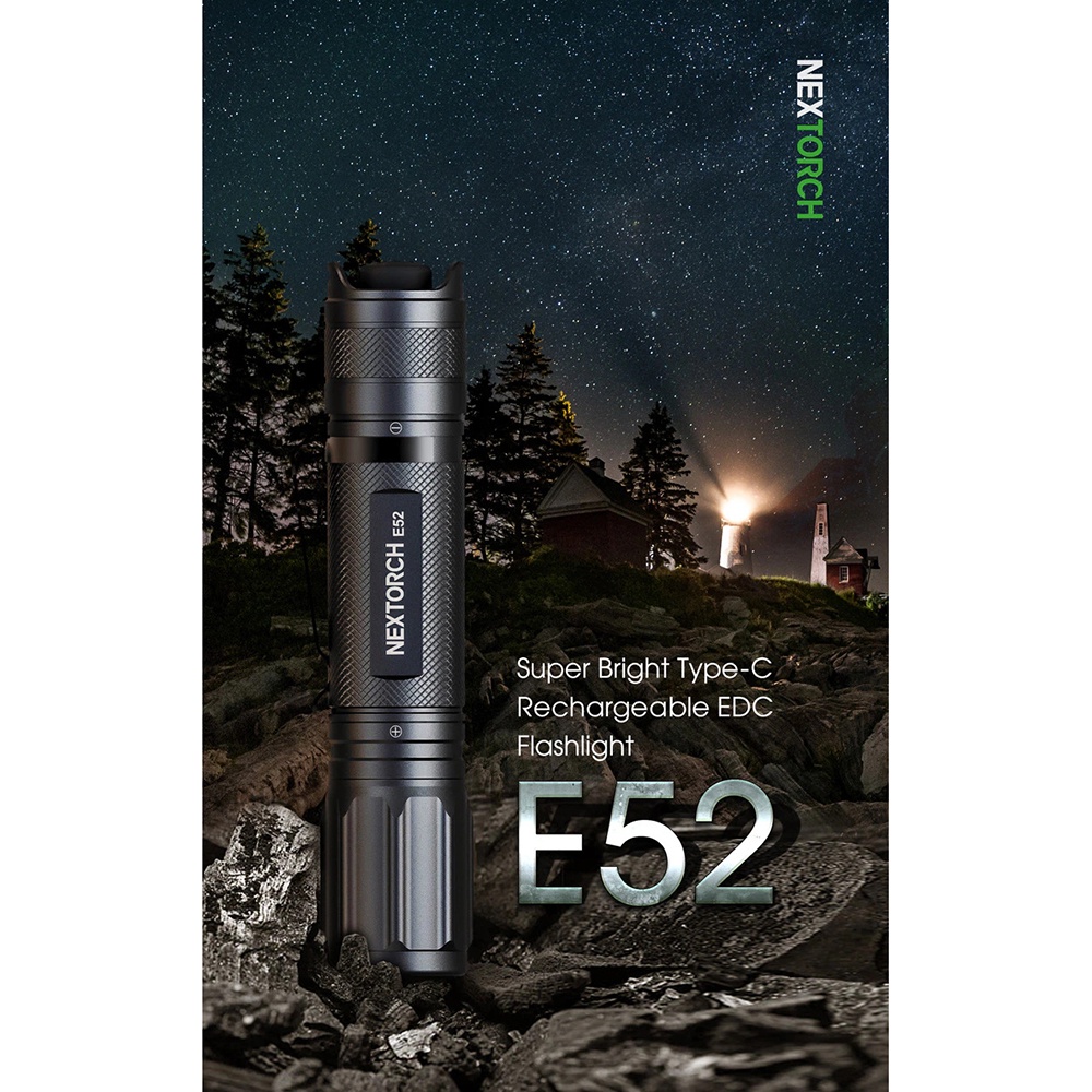 NEXTORCH Senter LED Flashlight USB Rechargeable XHP50.2 2500 Lumens - E52 - Black