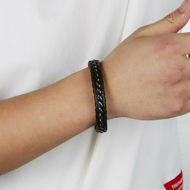 Gelang Pria Strap Kepang Bahan Kulit Handmade Untuk Hadiah