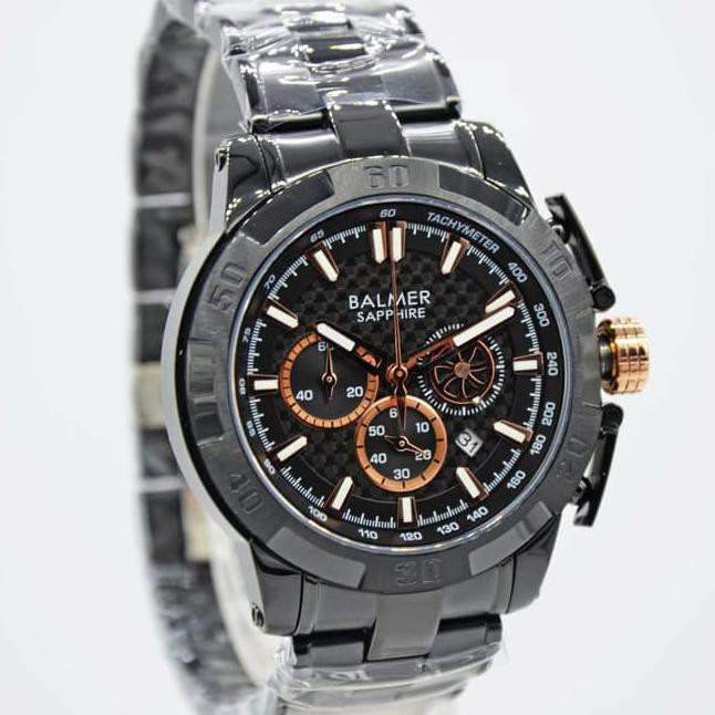 Jam Tangan Pria Balmer Chronograph Black Rosegold Original