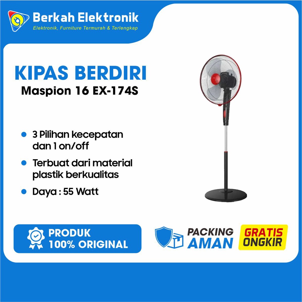 KIPAS ANGIN / STAND FAN / KIPAS BERDIRI MASPION EX-174S / EX174S / EX 174S [16 INCH] (GARANSI RESMI)