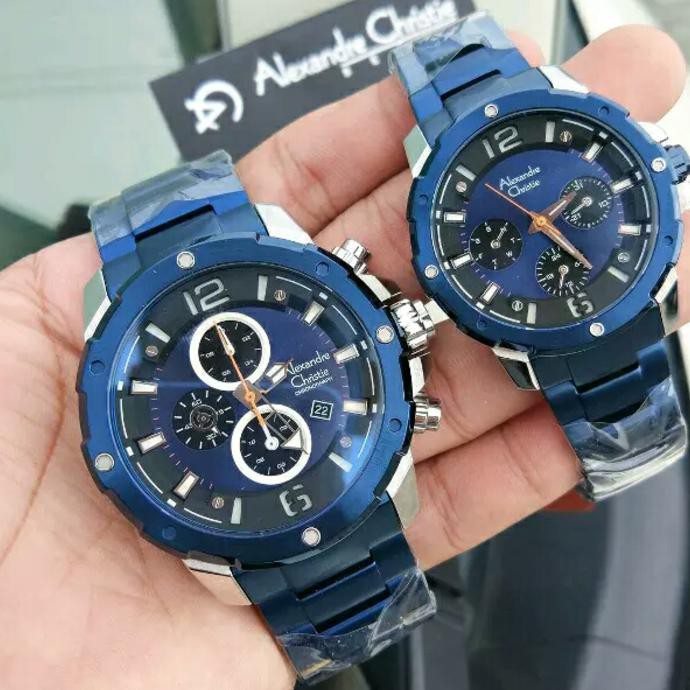 Best Price Alexandre Christie Ac 6410 Couple Silver Blue Original