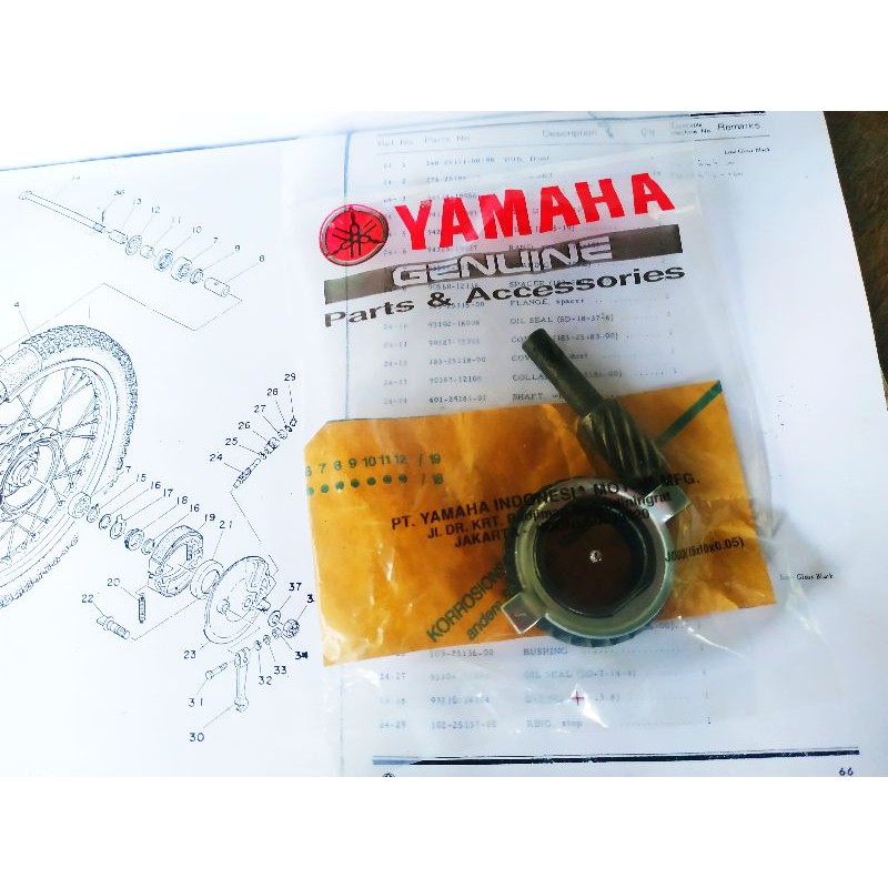 Gigi Speedometer DT100 Gearbox Yamaha DT125 kilometer nanas tutup tromol depan spedo spidometer