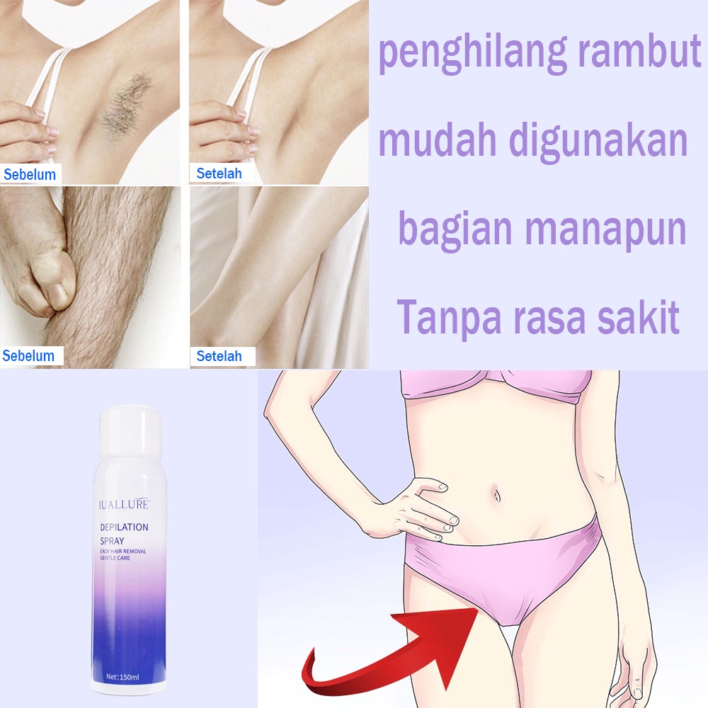 Krim penghilang bulu bagian pribadi Spray Penghilang Rambut Hair Removal Krim Pemutih Dan Penghilang Rambut 150ml Krim penghilang perawatan kulit Menghilangkan bulu dengan lembut tanpa rasa sakit bagian pribadi dan seluruh tubuh