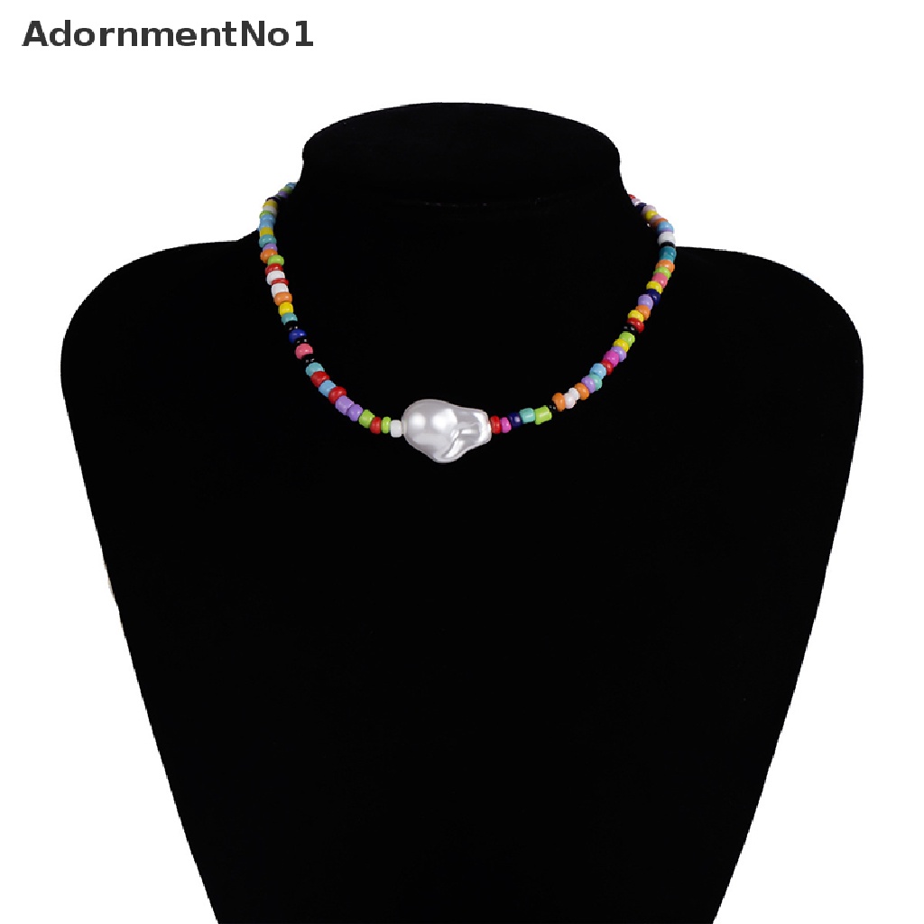 (AdornmentNo1) Kalung Choker Rantai Manik-Manik Mutiara Handmade Gaya Boho Untuk Wanita