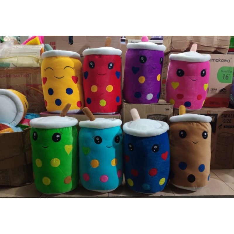Boneka Boba Bubble Milk LED Beragam Ukuran Bantal Boba Lucu