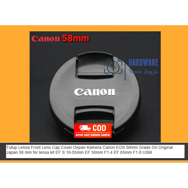 Tutup Lensa Front Lens Cap Cover Depan Kamera Canon EOS 58mm Grade Ori Original Japan 58 mm for lens