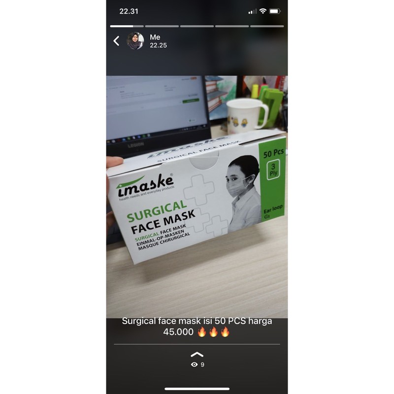 MASKER MEDIS SURGICAL FACE MASK IMASKE ORIGINAL [BISA COD]
