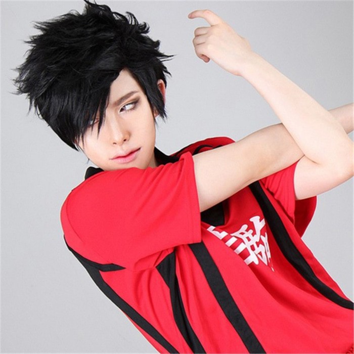 WIG RAMBUT PALSU WANITA  COSPLAY RSW HAIKYUU KUROO TETSUROU / COWOK BLACK